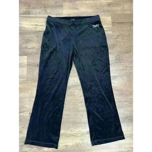 Juicy Couture Rhinestone Velour Pull On Pants Black Women's XL Embellished Y2K